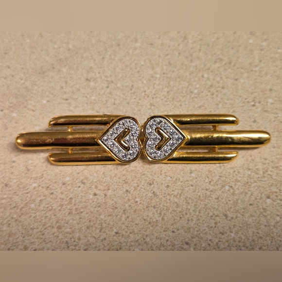 Monet Jewelry - Vintage Monet Gold Tone Heart Brooch Art Deco Costume Jewelry
